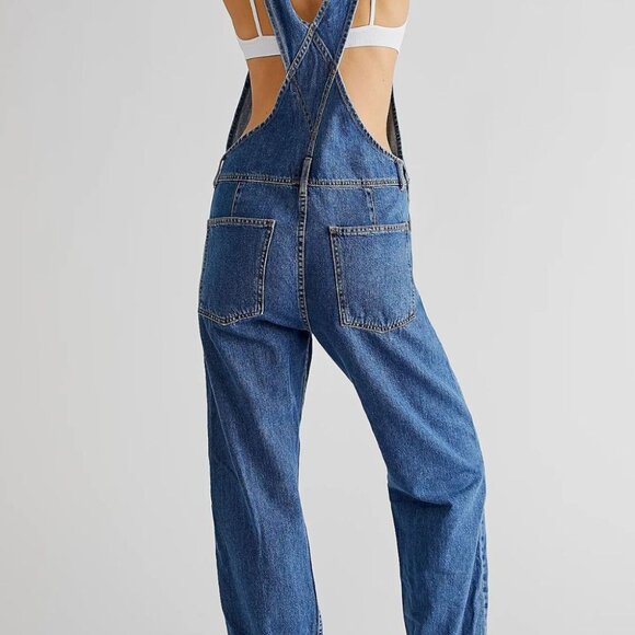 Vintage-Inspired Wide Strap Denim Overalls – Classic and Stylish - Picture 5 of 6